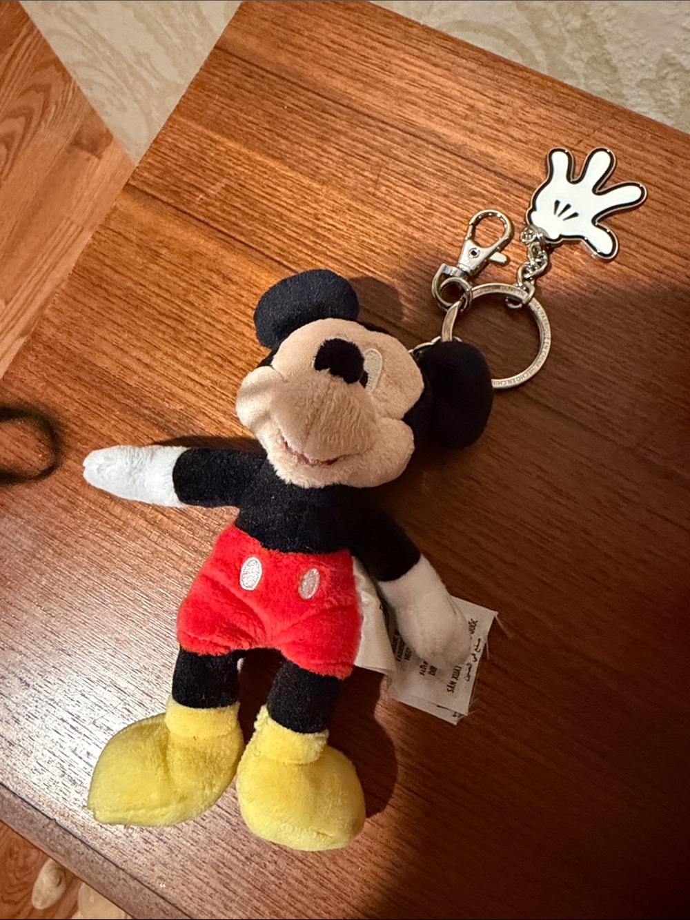 Disney Mickey Mouse Plush Keychain - Black, Red, Yellow & White